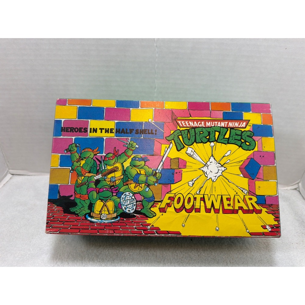 Mirage Studios TMNT Shoe Box Only Kids Size 1 Green 1989 Vintage Angel-Etts MINT